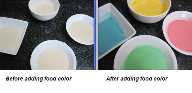 Before and After adding edible food color